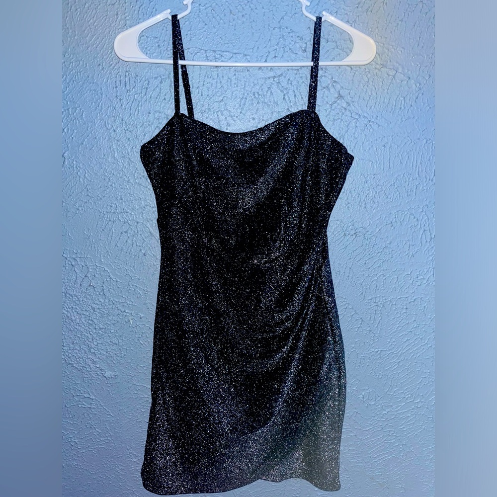 Trixxi black and gray shimmer fitted dress size M